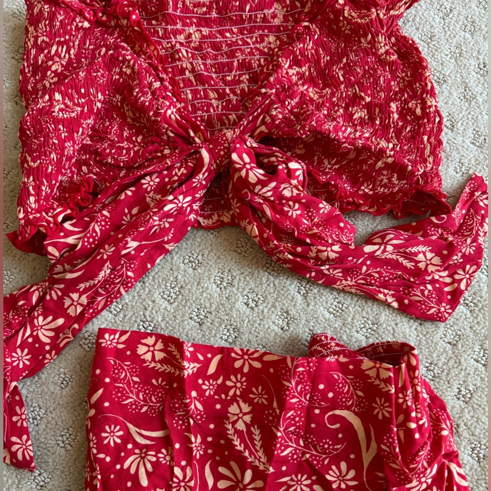 REVOLVE Red Paisley Crop Top & Skirt Set - Picture 7 of 7